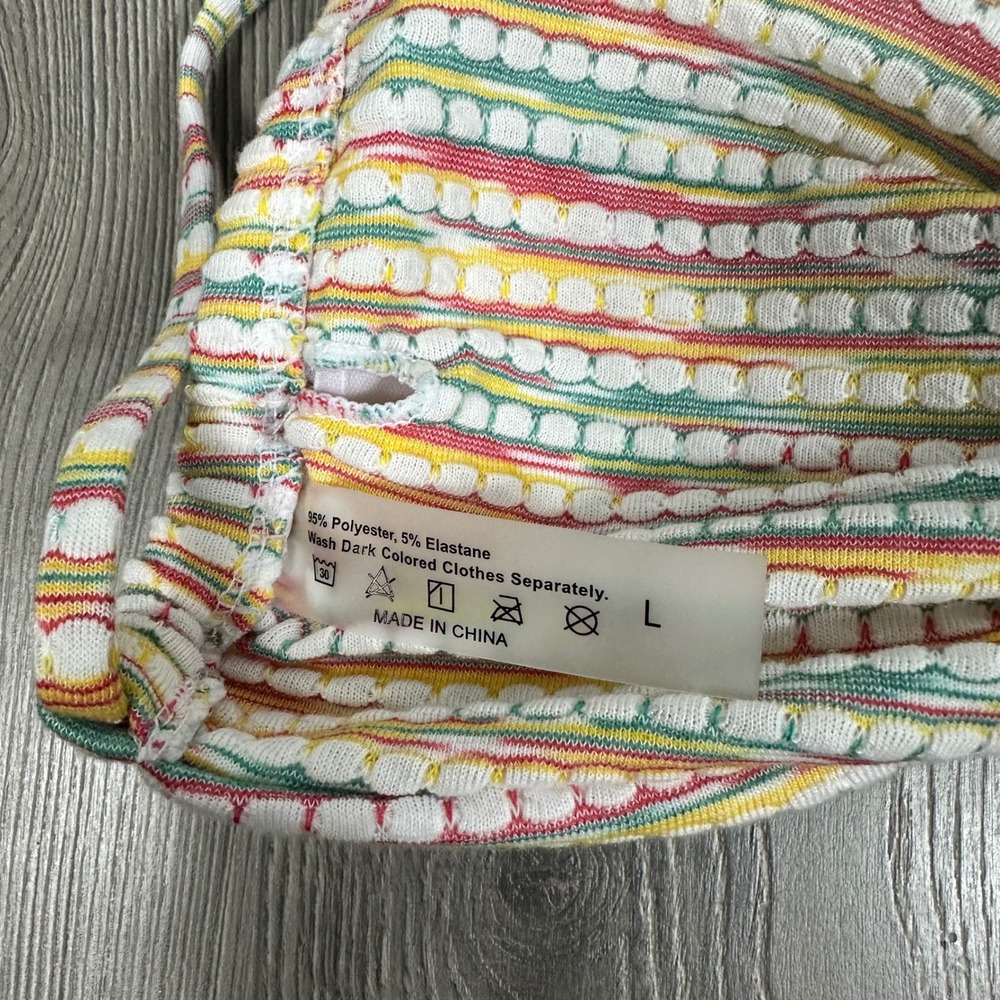 Multicolor Twist Front Bikini Top‎ - SIZE L Summer Vacation Beach Striped - Picture 4 of 4